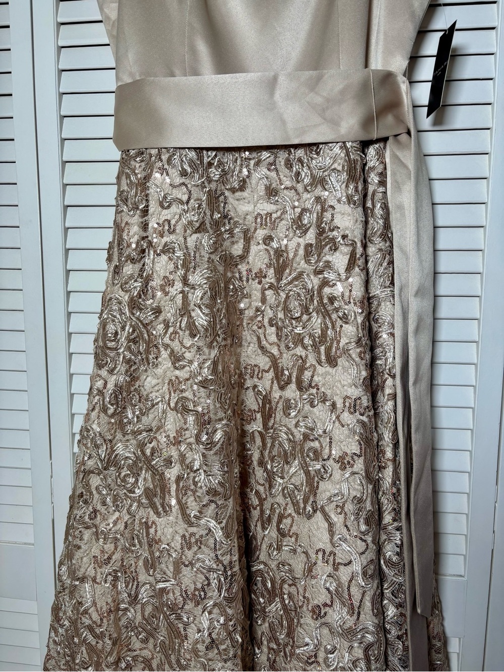 NWT Tahari ASL Sequin Soutache 3D Tulle Satin Bodice Midi Dress 12 - Picture 9 of 10